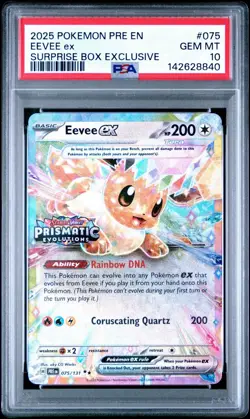 Eevee Ex 075/131 Prismatic Evolutions Stamped Pokemon Surprise Box Promo PSA 10 - Image 1