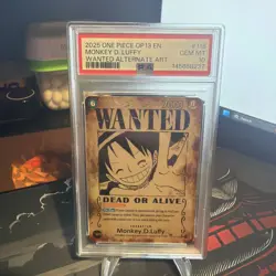 One Piece Monkey.D.Luffy Carrying On His Will OP13-118 WANTED POSTER SP PSA 10 - Image 1