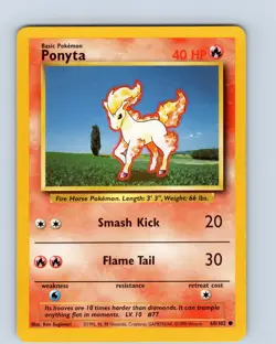 Pokemon TCG Ponyta Base Set 60/102 Unlimited Common Card WOTC LP-NM - Image 1