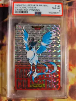 Pokemon Card Articuno Arktos Carddass 1997 Prism Red Holo Bandai Japanese PSA 8 - Image 2