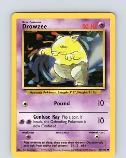 Pokemon TCG Drowzee Base Set 49/102 Unlimited Common Card WOTC Played HP-MP - Image 1