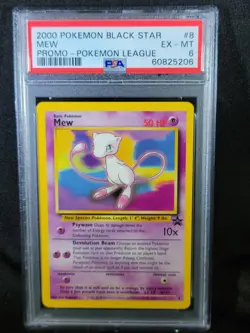 2000 Pokemon Mew Black Star Promo Pokemon League #8 PSA 6 EX-MT - Image 1