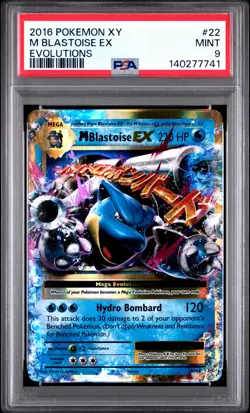 2016 POKEMON XY EVOLUTIONS #22 M BLASTOISE EX PSA 9 - Image 1