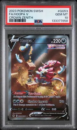 2023 POKEMON SWORD & SHIELD CROWN ZENITH #GG53 FULL ART/HOOPA V PSA 10 - Image 1