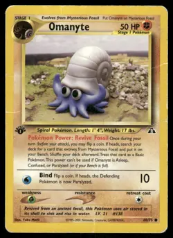 2001 Pokemon Omanyte Common Neo Discovery 60/75 1st Edition DMG - Image 1