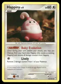 2007 Pokemon Happiny Uncommon Mysterious Treasures 52/123 DMG - Image 1