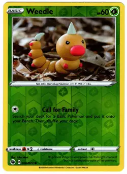 Pokemon Card WEEDLE 002/073 Reverse Holo Common CHAMPIONS PATH - Image 1