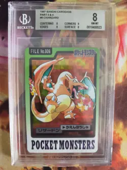 Pokemon Card Charizard Glurak Pocket Monsters Carddass Japan Prism BGS Beckett 8 - Image 2