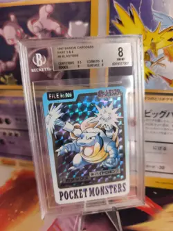 Pokemon Card Turtok Blastoise Prism Carddass 1997 Pocket Monsters Japanese BGS 8 - Image 1