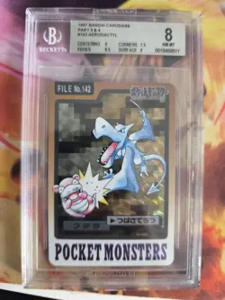 Pokemon Card Aerodactyl Prism Carddass 1997 Pocket Monsters JapanBGS Beckett 8 - Image 2
