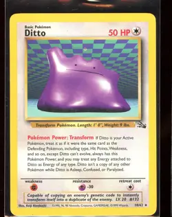 Ditto Printer Hickey Error Misprint LP/Pl 18/62 Unlimited Fossil Rare Pokemon - Image 1