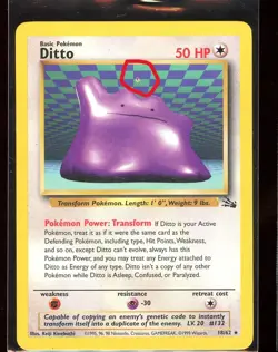 Ditto Printer Hickey Error Misprint LP/Pl 18/62 Unlimited Fossil Rare Pokemon - Image 3