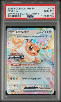 2025 Pokemon Prismatic Evolutions Eevee Surprise Box PSA 10 #075 - Image 1