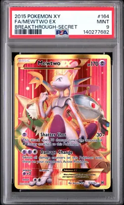 2015 POKEMON XY BREAKTHROUGH #164 FA/MEWTWO EX PSA 9 - Image 1