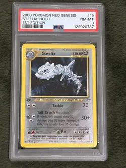 Pokemon Steelix 15/111 Neo Genesis Holo 1st Edition 2000 English PSA 8 - Image 1