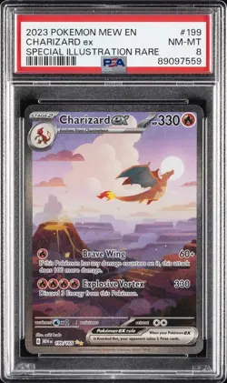 2023 POKEMON MEW EN-151 SPECIAL ILLUSTRATION RARE #199 CHARIZARD EX PSA 8 - Image 1