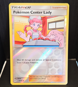 Pokemon Center Lady Reverse Holo Uncommon Trainer 64/68 Hidden Fates NM - Image 1