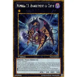 YUGIOH Number 13: Embodiment of Crime - PGLD-EN023 - Gold Secret Rare 1st Editio - Image 1