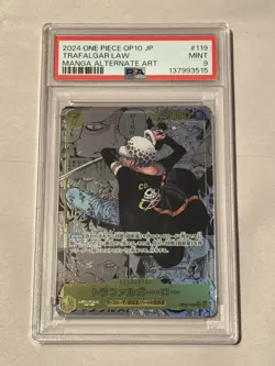 One Piece CCG Trafalgar Law Manga Alt Art Foil OP10-119 PSA 9 2024 - Image 1