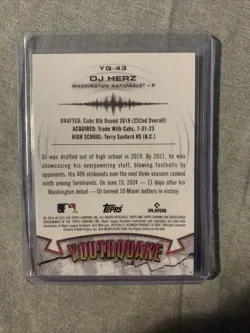 2025 Topps Chrome Baseball DJ Herz Youthquake Black Refractor /10 RC - Image 2