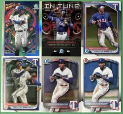 (6) 2024-2025 Bowman Chrome Sebastian Walcott Card Lot - Texas Rangers Rookie RC - Image 1