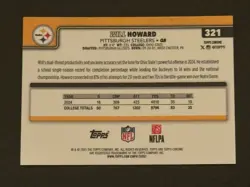 2025 Topps Chrome #321 Will Howard RED WHITE & BLUE REFRACTOR RC - Steelers - Image 2