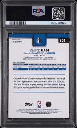 2025-26 Topps #201 COOPER FLAGG Rookie Card (RC) PSA9 - Image 2