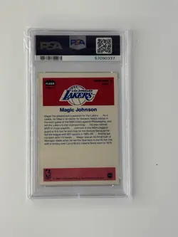 1986 Fleer Sticker #7 Magic Johnson Los Angeles Lakers PSA 7 - Image 2