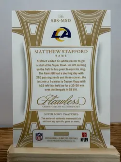 2025 Panini Flawless Matthew Stafford Super Bowl Swatches #SBS-MSD /25 Rams - Image 2