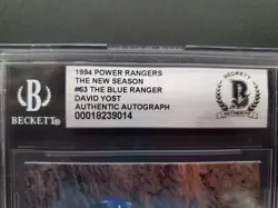 Beckett The Blue Ranger 63 Mighty Morphin Power Rangers Signed Card David Yost - Image 3