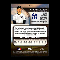 2025 Topps Stadium Club Giancarlo Stanton Blue Foil Hobby New York Yankees SP - Image 2