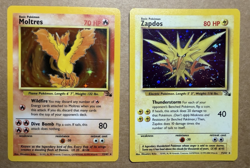 Moltres 12/62 Holo & Zapdos Holo *Swirl* 15/62 Fossil 1999 Legendary Birds - Image 1