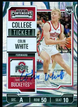 Colin White 2024-25 Panini NIL Ohio State Buckeyes College Ticket Swirl Auto/199 - Image 1