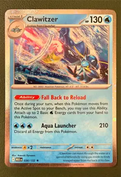 Pokemon TCG Clawitzer 38/132 Mega Evolution ME1 Cosmos Holo NM - Image 1