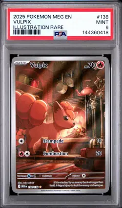 2025 POKEMON MEG EN-MEGA EVOLUTION ILLUSTRATION RARE #138 VULPIX PSA 9 MINT - Image 1