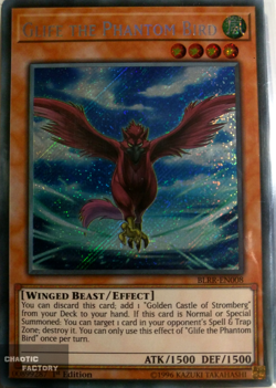 YUGIOH BLRR-EN008 Glife the Phantom Bird Secret Rare 1st Edition NM - Image 1