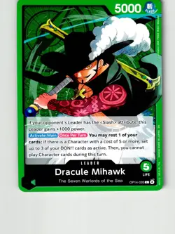 Dracule Mihawk OP14-020 Leader The Azure Sea's Seven One Piece Lightly Played - Image 1