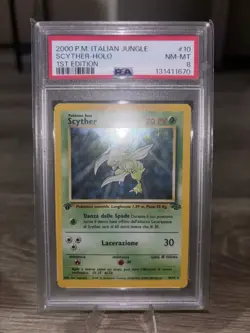 Pokemon 2000 Italian Jungle Scyther Holo 1st Edition PSA 8 Card #10 - Image 3