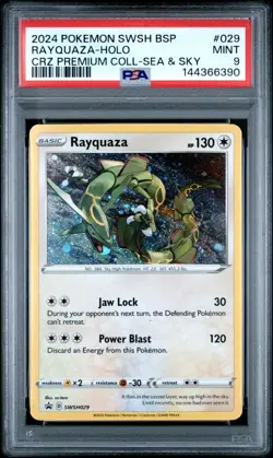 2024 Pokemon SWSH Black Star Promo #029 Rayquaza Cosmos Holo - Sea & Sky - PSA 9 - Image 1