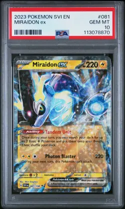 2023 POKEMON SVI EN-SCARLET & VIOLET #081 MIRAIDON EX PSA 10 - Image 1