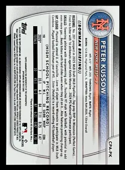 2025 Bowman Draft Peter Kussow 1st Chrome Sparkle Refractor Auto Autograph 10/71 - Image 2