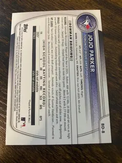 Jojo Parker -2025 Bowman Draft 1st - Blue Border /150 - #BD-8 - Blue Jays - Image 5