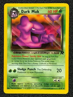 DARK MUK 41/82 Base Set Series Team Rocket Uncommon Stage 1 Pokemon Card 2000 NM - Image 1