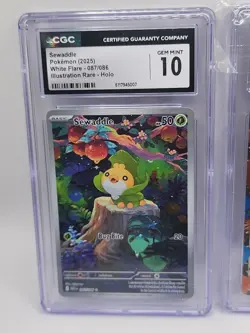 Pokemon White Flare Sewaddle/Mega Kangaskhan Mega Evolutions Gem MT 2 Card Lot - Image 4