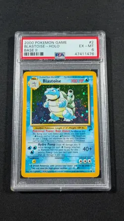 Pokemon Card Holo Blastoise 2/130 PSA 6 EX-MT Base Set 2 - Image 1