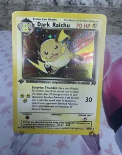 Pokemon Dark Raichu Team Rocket Secret Rare 1st Edition Holo 83/82 70 NM *swirl* - Image 1
