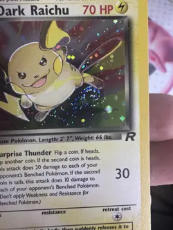 Pokemon Dark Raichu Team Rocket Secret Rare 1st Edition Holo 83/82 70 NM *swirl* - Image 3