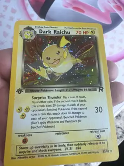 Pokemon Dark Raichu Team Rocket Secret Rare 1st Edition Holo 83/82 70 NM *swirl* - Image 5