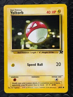 Voltorb 69/82 Base Set Series Team Rocket Common Basic Pokemon Card 2000 NM - Image 1
