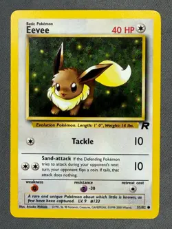 Eevee 55/82 Base Set Series Team Rocket Common Basic Pokemon Card 2000 NM - Image 1